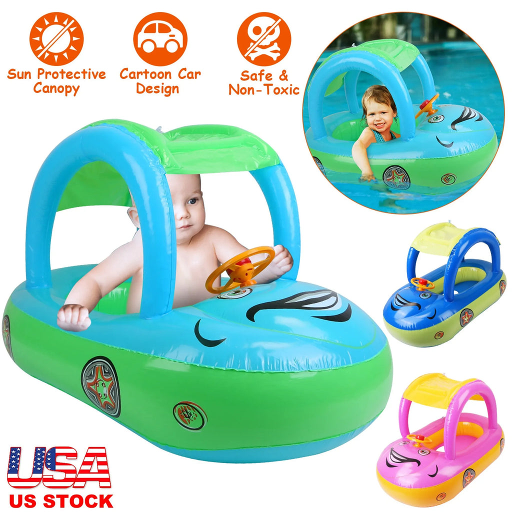 Baby Inflatable Pool Float Car Shaped Toddler Swimming Float Boat