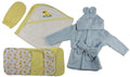 Bambini Infant Robe, Hooded Towel, Washcloths and Hand Washcloth Mittens - 7 Piece Set