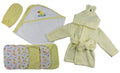 Bambini Infant Robe, Hooded Towel, Washcloths and Hand Washcloth Mitt - 7 Piece Set