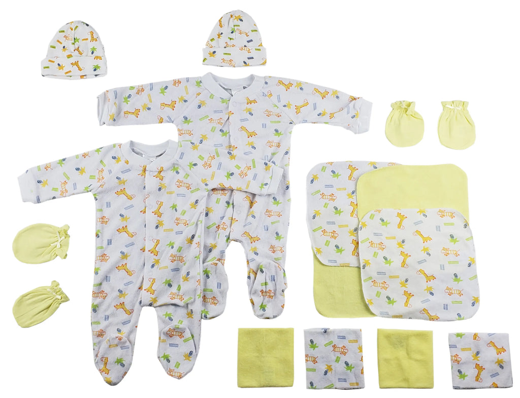 Bambini Sleep-n-Plays, Caps, Mittens and Washcloths - 14 Piece Set