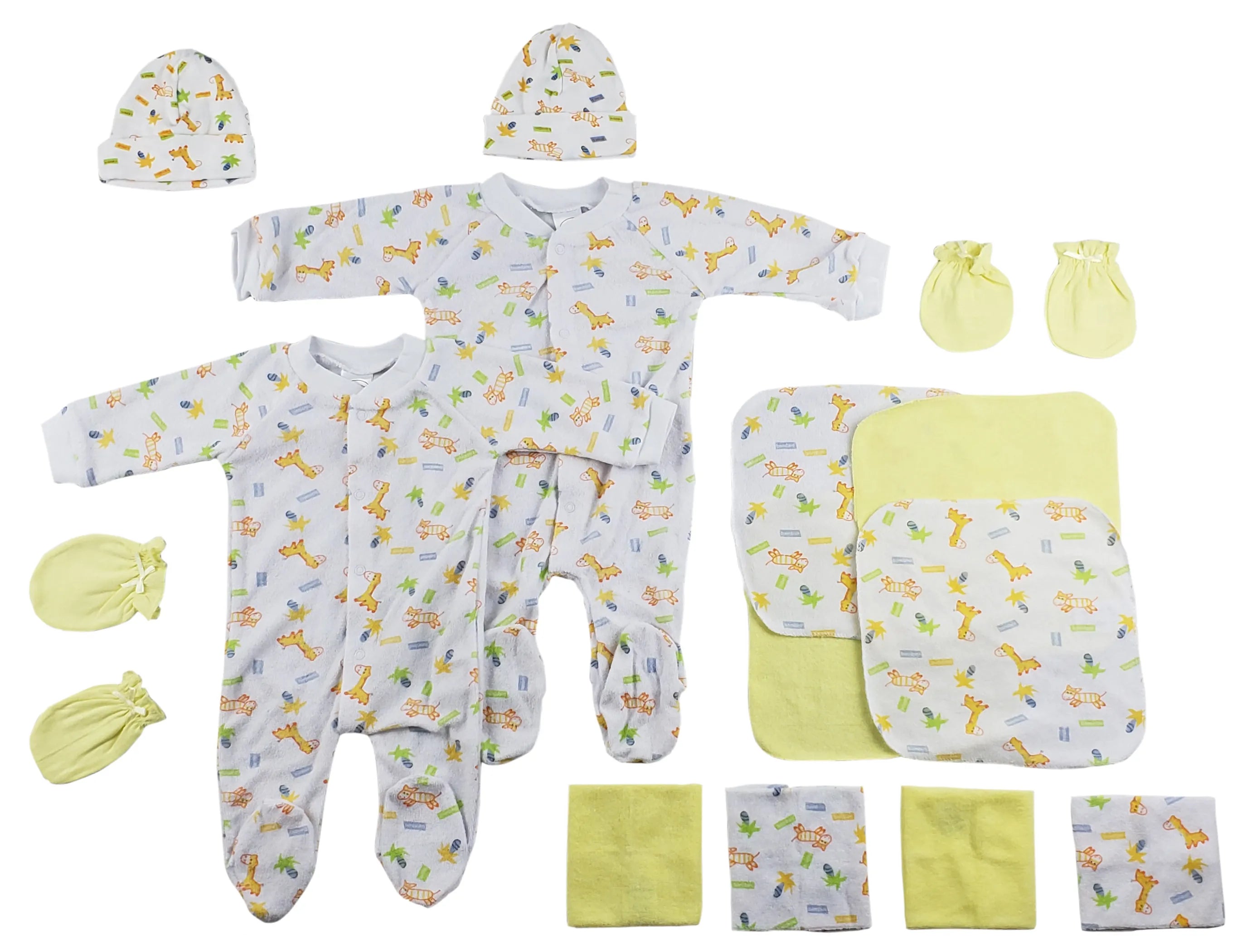 Bambini Sleep-n-Plays, Caps, Mittens and Washcloths - 14 Piece Set