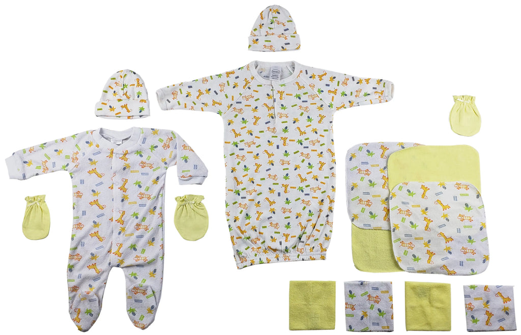 Bambini Sleep-n-Play, Gown, Caps, Mittens and Washcloths - 14 Piece Set