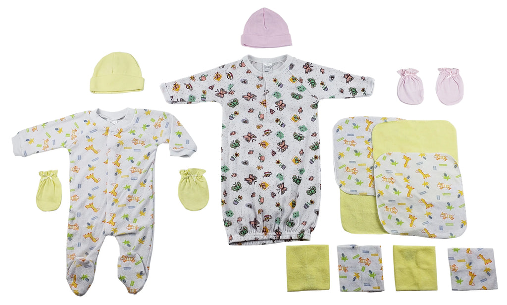 Bambini Sleep-n-Play, Gown, Caps, Mittens and Washcloths - 14 Piece Set